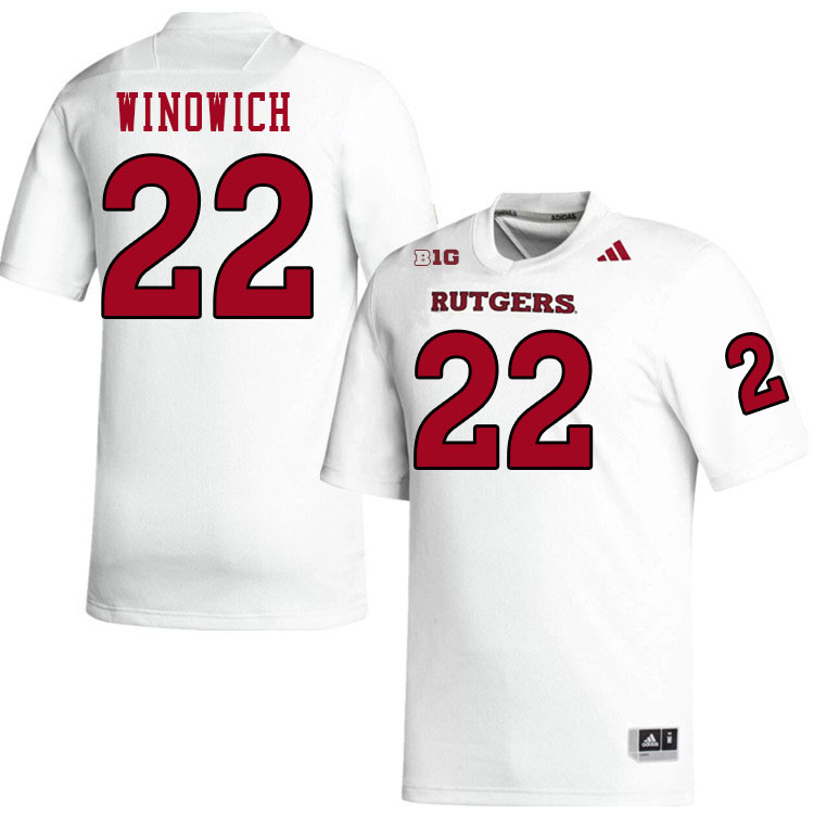 Men #22 Gabe Winowich Rutgers Scarlet Knights 2024 College Football Jerseys Stitched-White